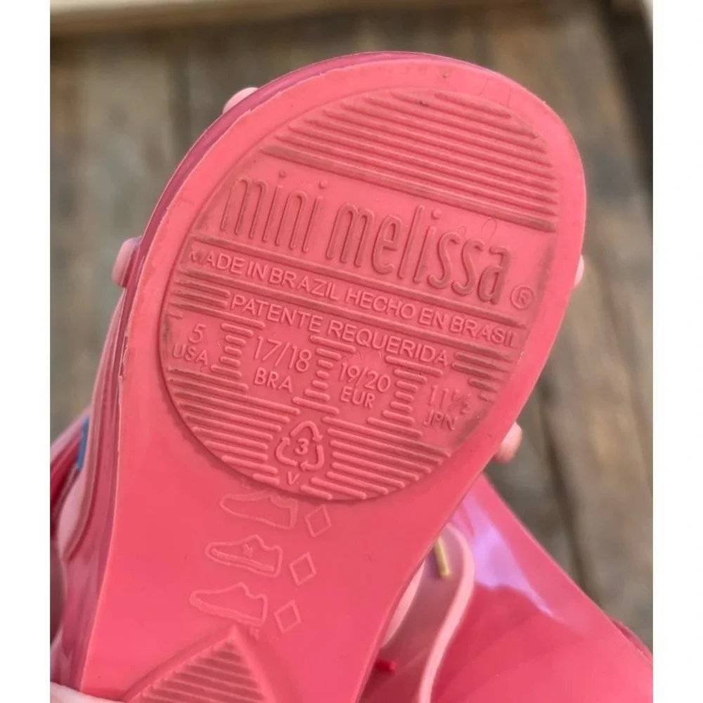 Mini Melissa‎ Pink Donut Sprinkle Jelly Shoes Mary Jane Flats Girls Size 5